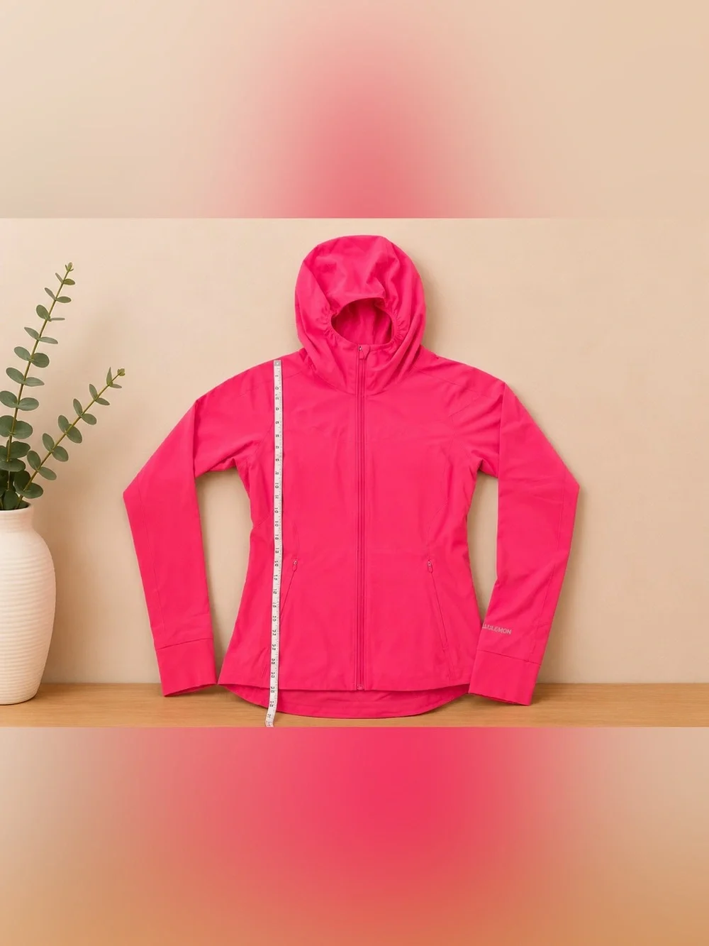 Lululemon Mist Over Hooded Running Jacket Glazed Pink Full Zip Size 6